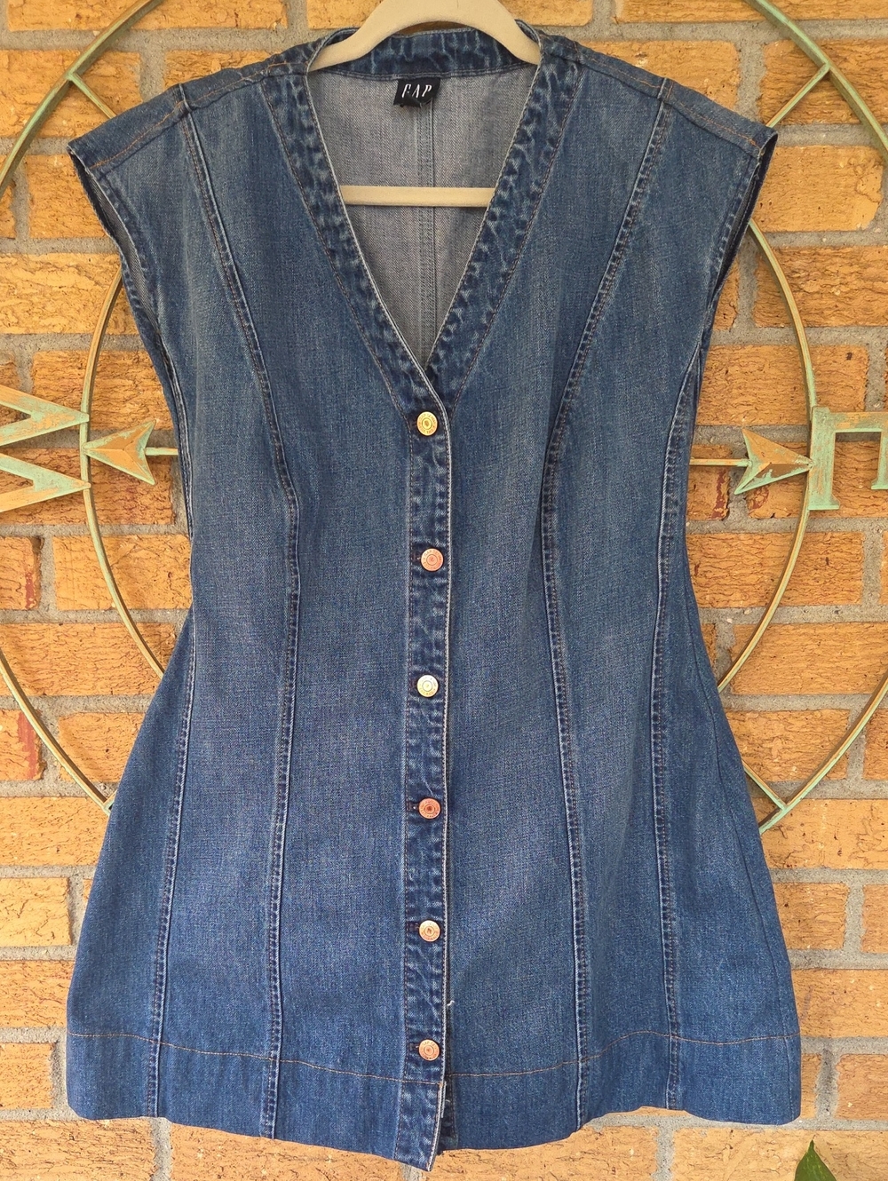 Vintage 90s/Y2K Gap Sleeveless Denim A Line Mini Dress, XL